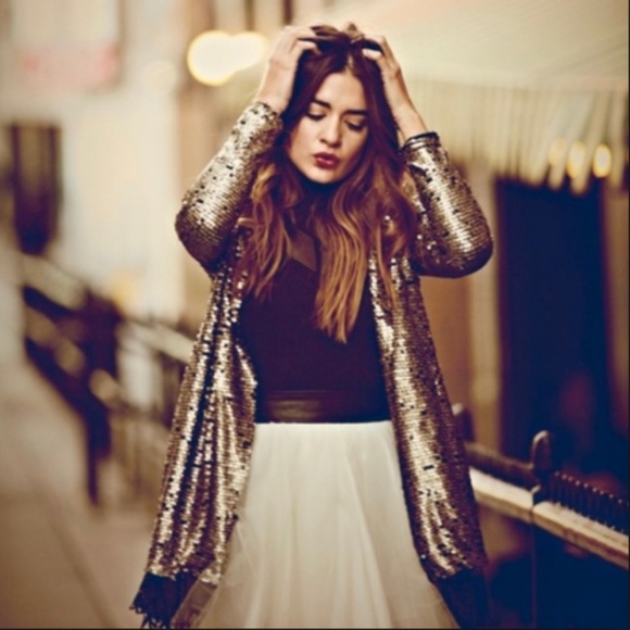 Free People Tarnished Sequin Stardust Gold Jacket - Picture 3 of 7